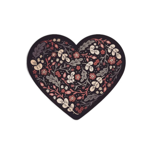 Dark Floral Heart Magnet