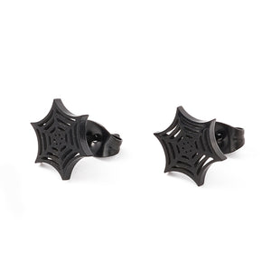 Black Spiderweb Stud Earrings