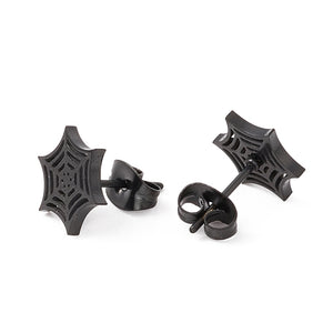 Black Spiderweb Stud Earrings