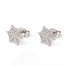 Load image into Gallery viewer, Silver Spiderweb Stud Earrings