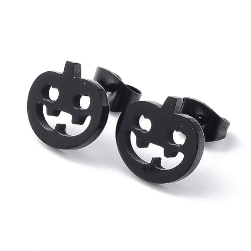 Black Jack O Lantern Stud Earrings
