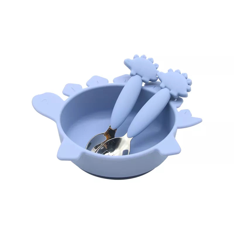 Stego Bowl, Spoon, & Fork Set in Blue