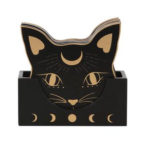 Mystic Cat Face Coaster Set