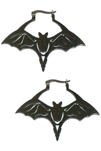 Black Bat Hoop Earrings