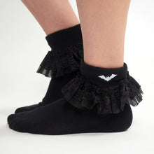 Load image into Gallery viewer, Bat Embroidered Ruffle Socks (Adults)