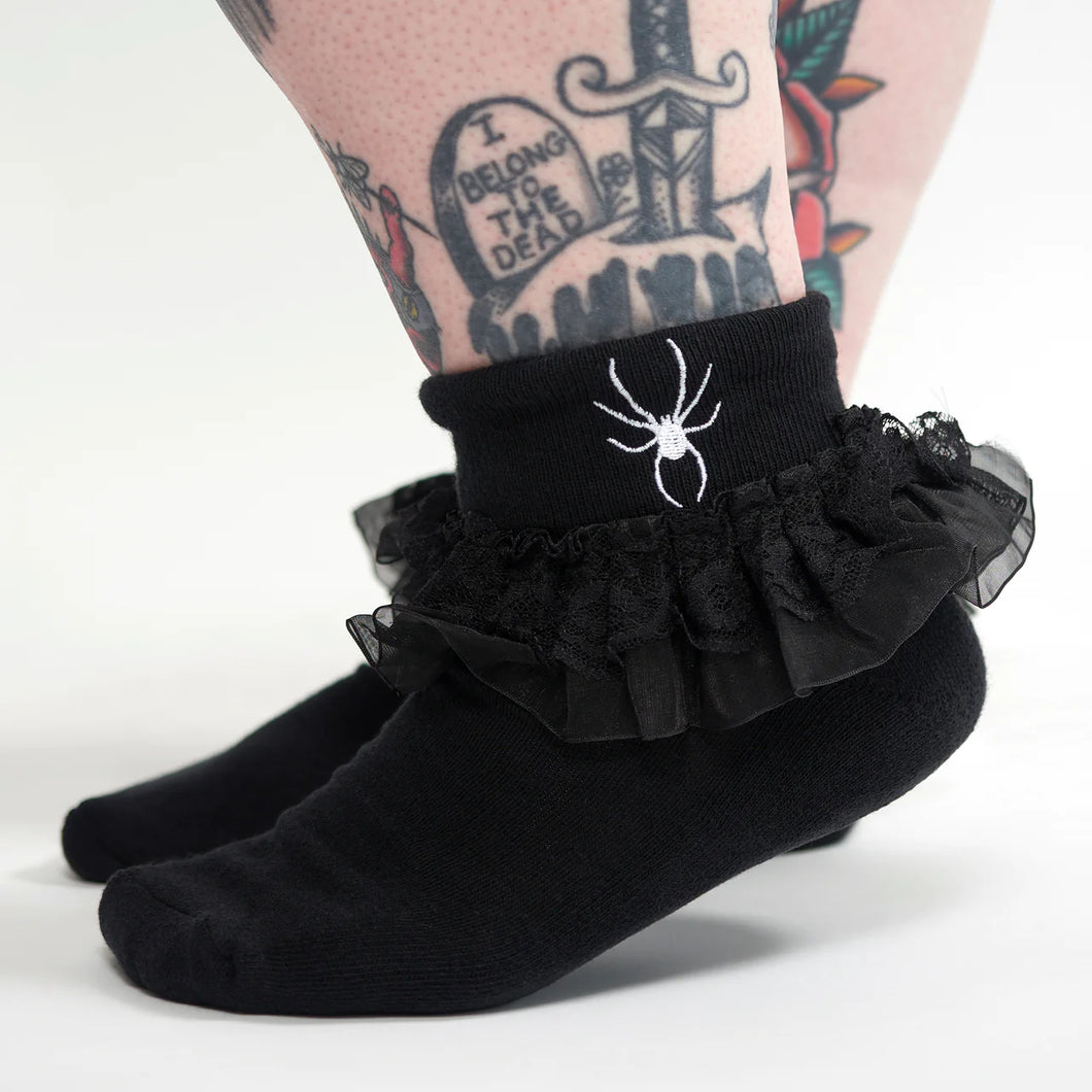 Spider Embroidered Ruffle Socks (Adults)