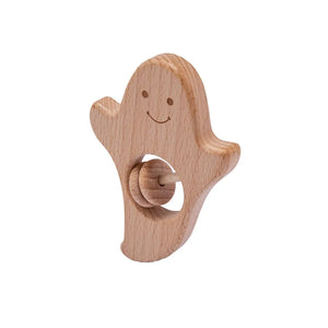 Ghost Wooden Rattle Teether